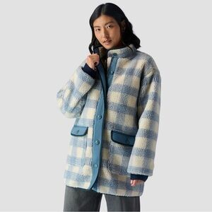 THE GREAT NWT Plush Mountaintop Coat in Bluebird Alpine Plaid size L